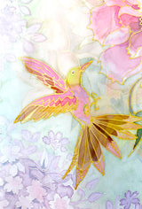 Hand Painted Silk Shawl, Kokuu Spring Peony and Heavenly Birds