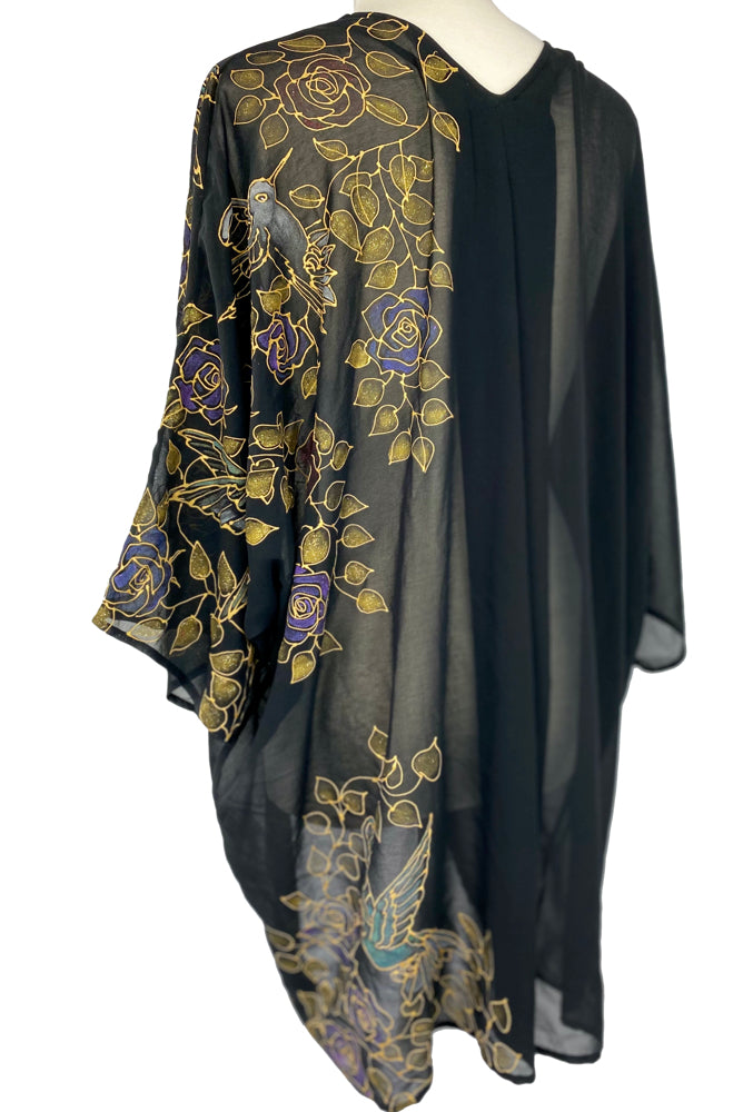Hummingbird Black Sheer Kimono