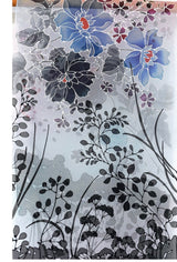 Twilight Peony Garden, Hand Painted Japanese Floral Silk Shawl