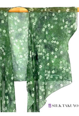 Draped Sheer Kimono, Night Sakura, Matcha Green