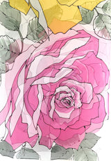 Hand Painted Silk Shawl, White Silk Wrap, Pink and Yellow Japanese Roses Scarf, White Chiffon Scarf, Takuyo, 22x90 inches. 55x228 cm. - Silk Scarves Takuyo