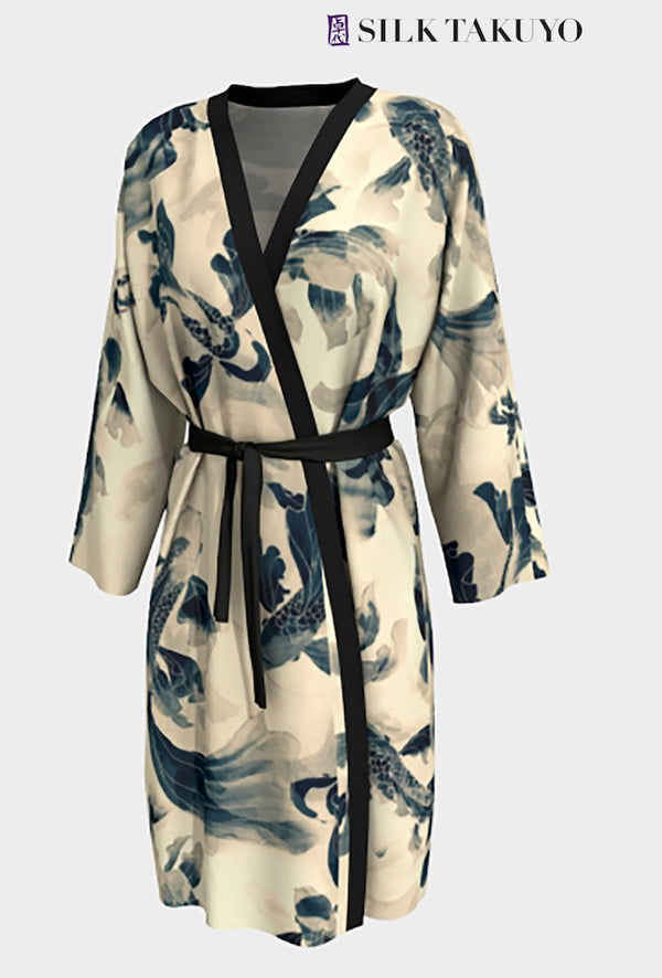 vintage silk kimono dressing gown Vintage Dressing Gown Robe / 1940s Hand Made Silk Kimono /