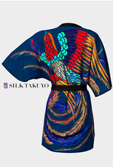 Kimono Robe Phoenix Bird, Dark blue