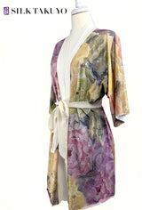 Kimono Robe Short, Vintage Peony