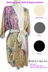 Long Kimono Robe, Midnight Clematis Vine