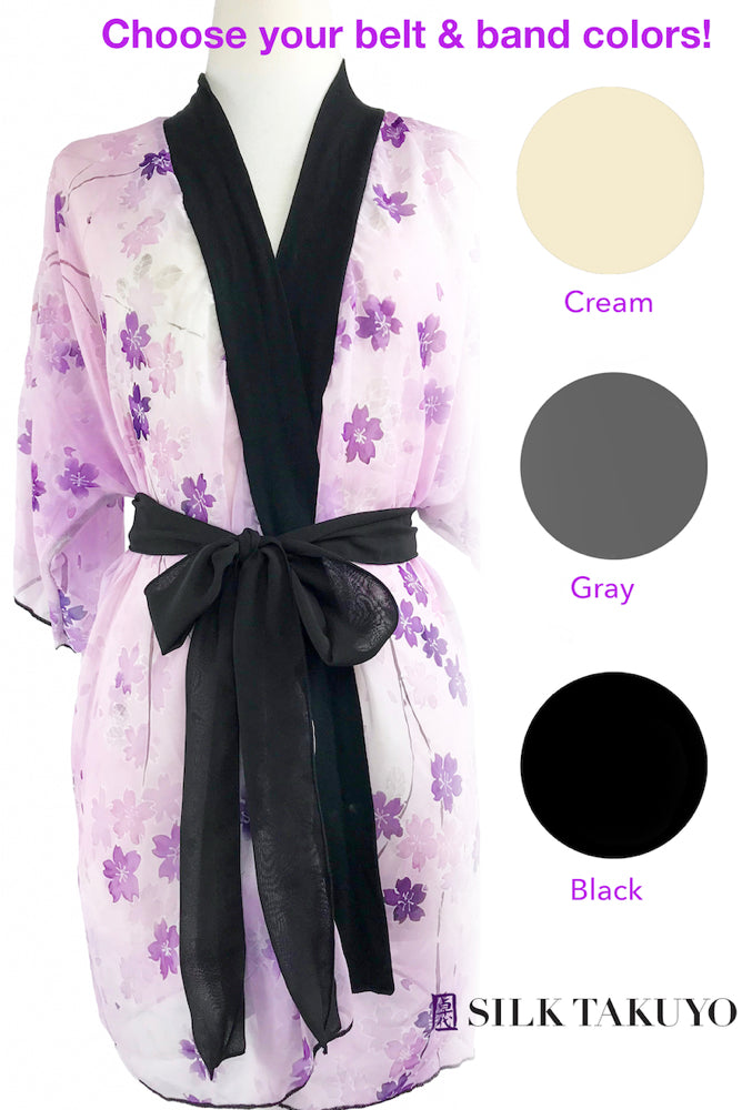 Long Kimono Robe, Midnight Clematis Vine