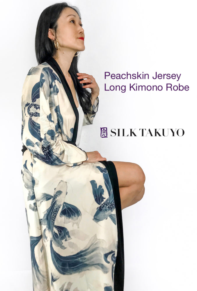Long Kimono Robe Lavender Cherry Blossom