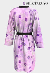 Long Kimono Robe Lavender Cherry Blossom