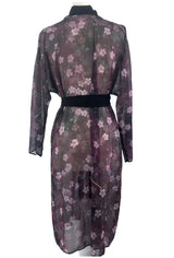 Long Kimono Robe, Maroon Night Cherry Blossom