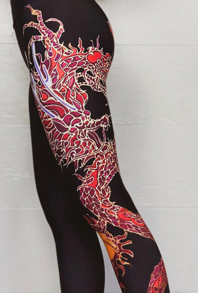 Red Dragon Yoga Leggings