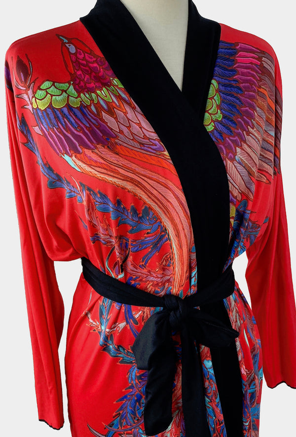 Red Phoenix Long Kimono