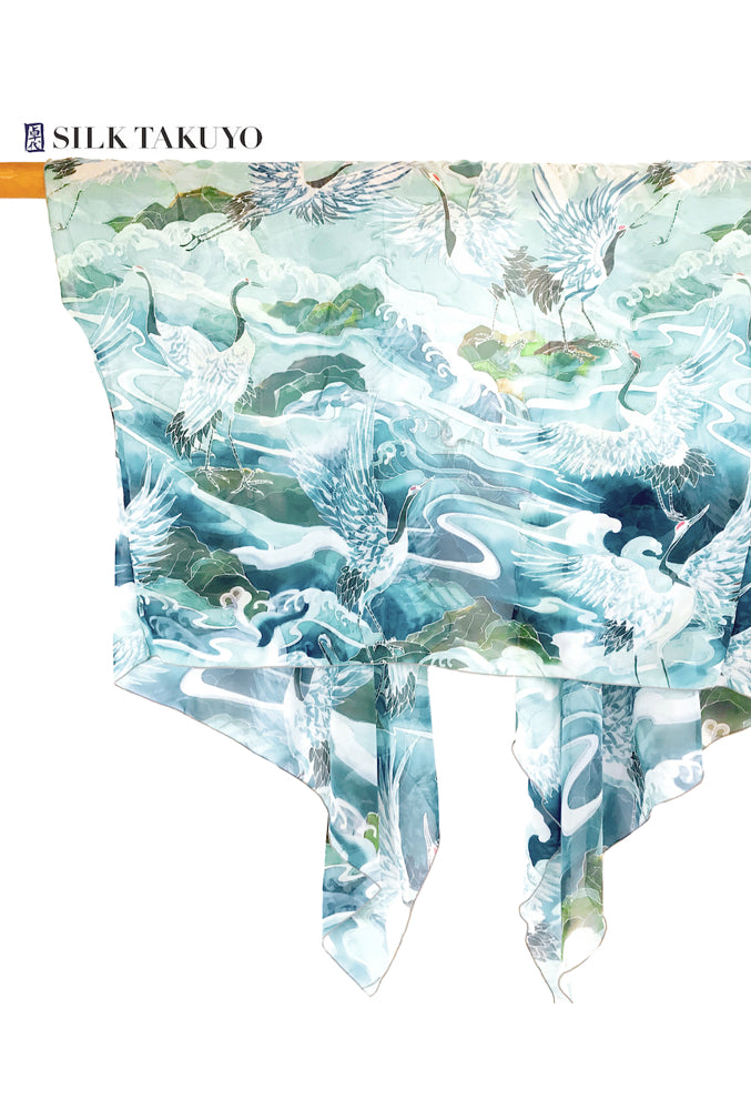 Sheer Kimono Cardigan Crane Winter Ocean