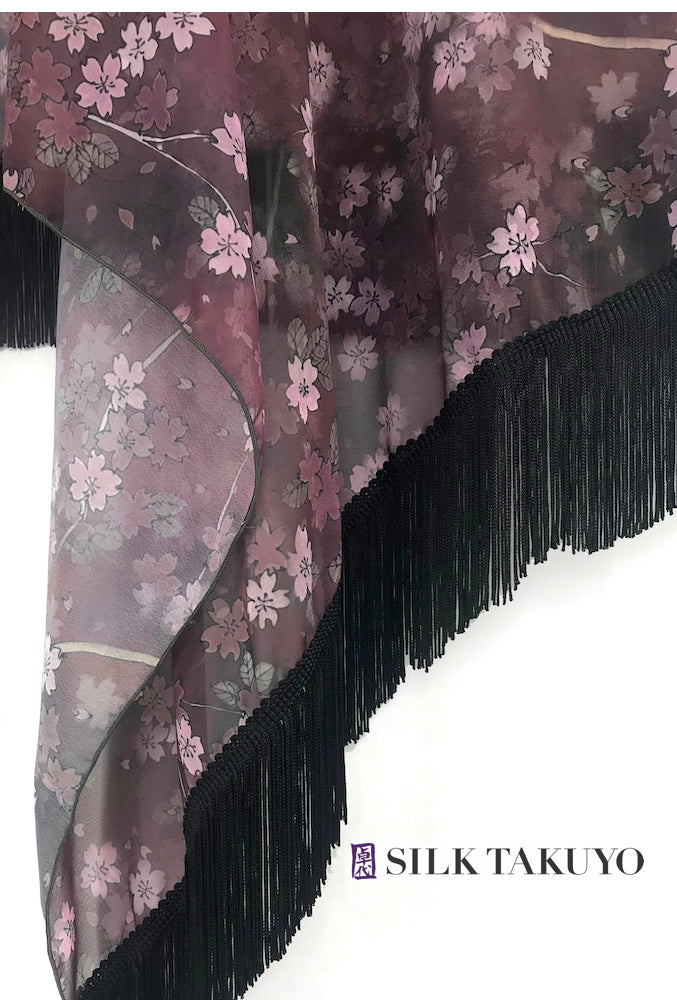 Sheer Kimono, Night Sakura, Amethyst