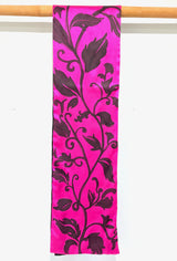 Silk Charmeuse Scarf, Karakusa Vines, Reversible Pink and Black