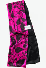 Silk Charmeuse Scarf, Karakusa Vines, Reversible Pink and Black