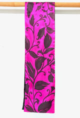 Silk Charmeuse Scarf, Karakusa Vines, Reversible Pink and Black