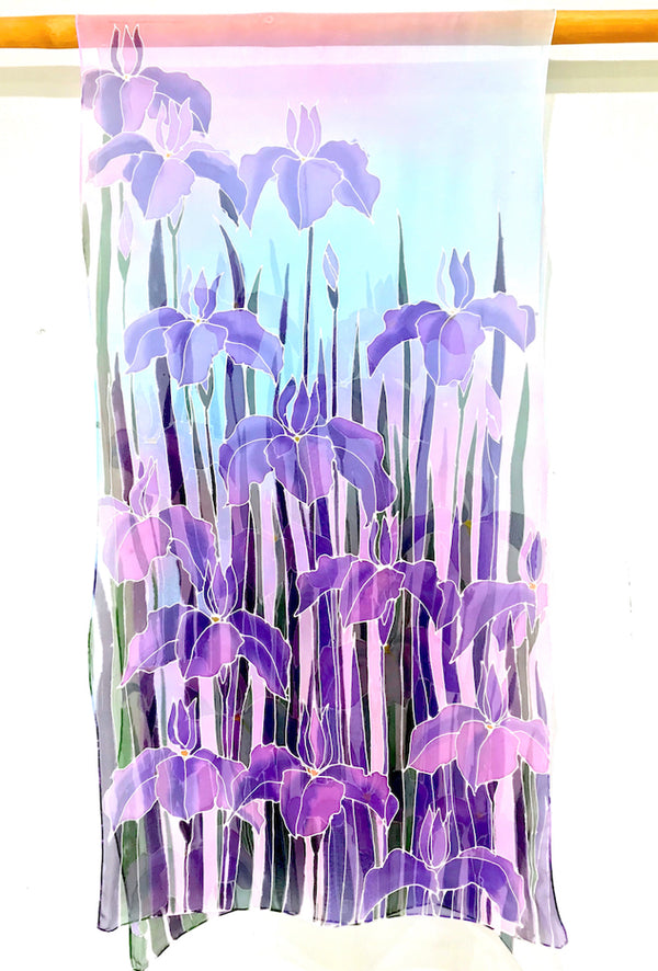 Silk Chiffon Shawl Wrap, Twilight Purple Iris