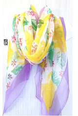 Silk Sarong Shawl, Yellow Rose Garden Party