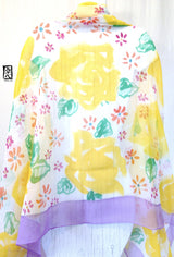 Silk Sarong Shawl, Yellow Rose Garden Party