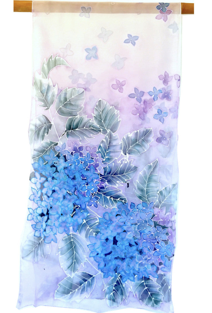 Silk Shawl, Blue Hydrangea