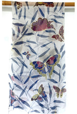 Silk Shawl, Gray Kimono Butterfly
