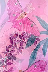 Silk Shawl, Pink Luna Moth and Purple Orchid
