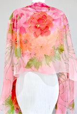 Silk Shawl, Red and Pink Maiko Bouquet