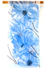 Silk Shawl Wrap Blue, Ethreal Poppy