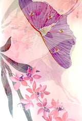 Silk Shawl Wrap, Purple Luna Moth