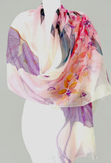 Silk Shawl Wrap, Purple Luna Moth