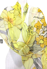 Silk Shawl Wrap, Yellow Daffodil