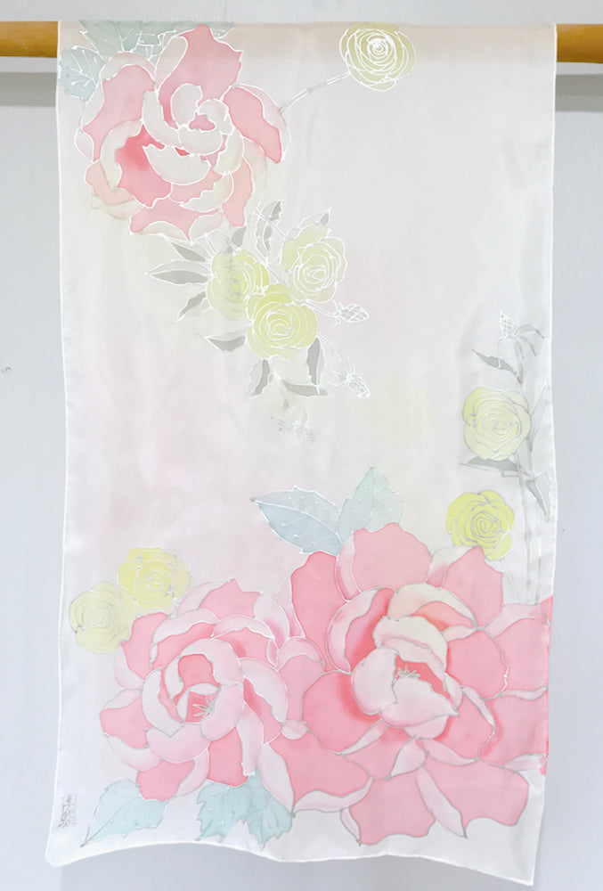 White Shawl Wrap, Pink Bridal Bouquet